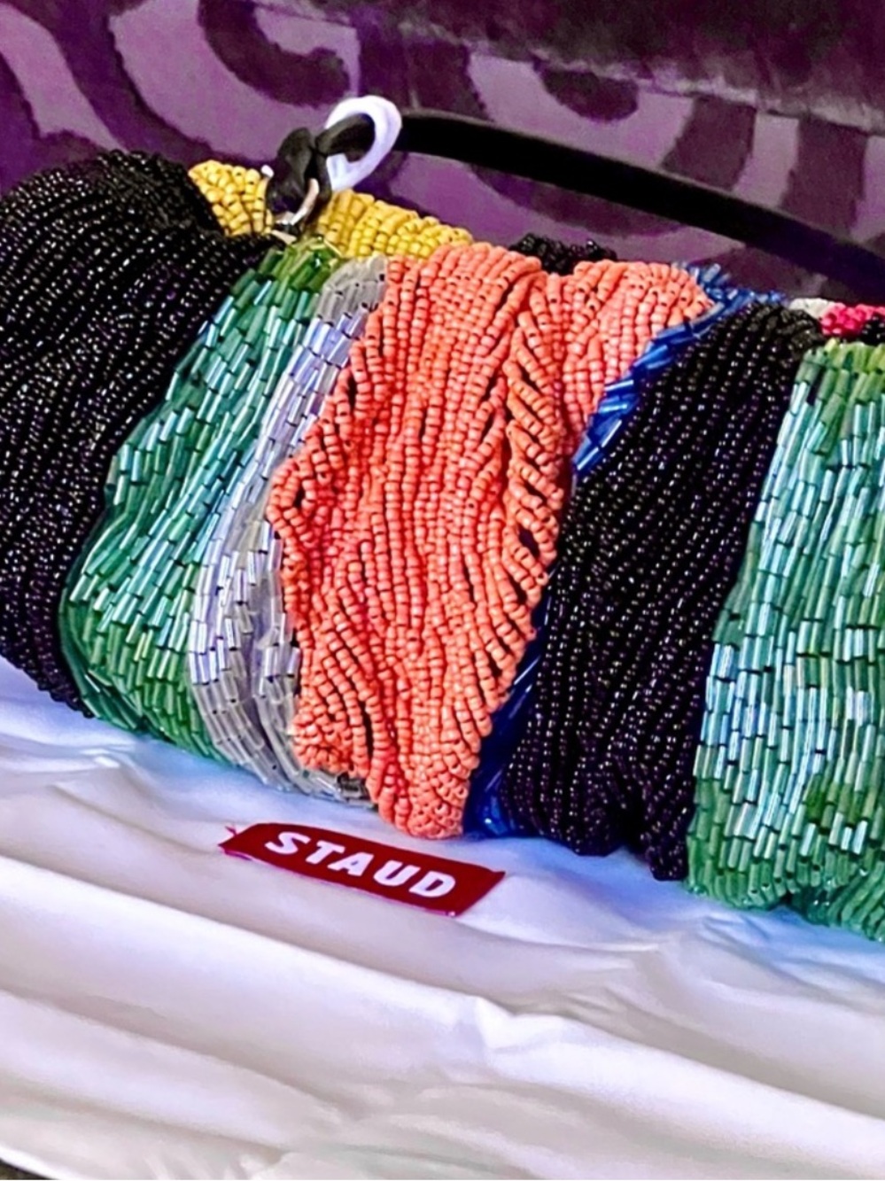 STAUD Multicolor Beaded Bean Bag Shoulder Bag (Rare) - Picture 3 of 7